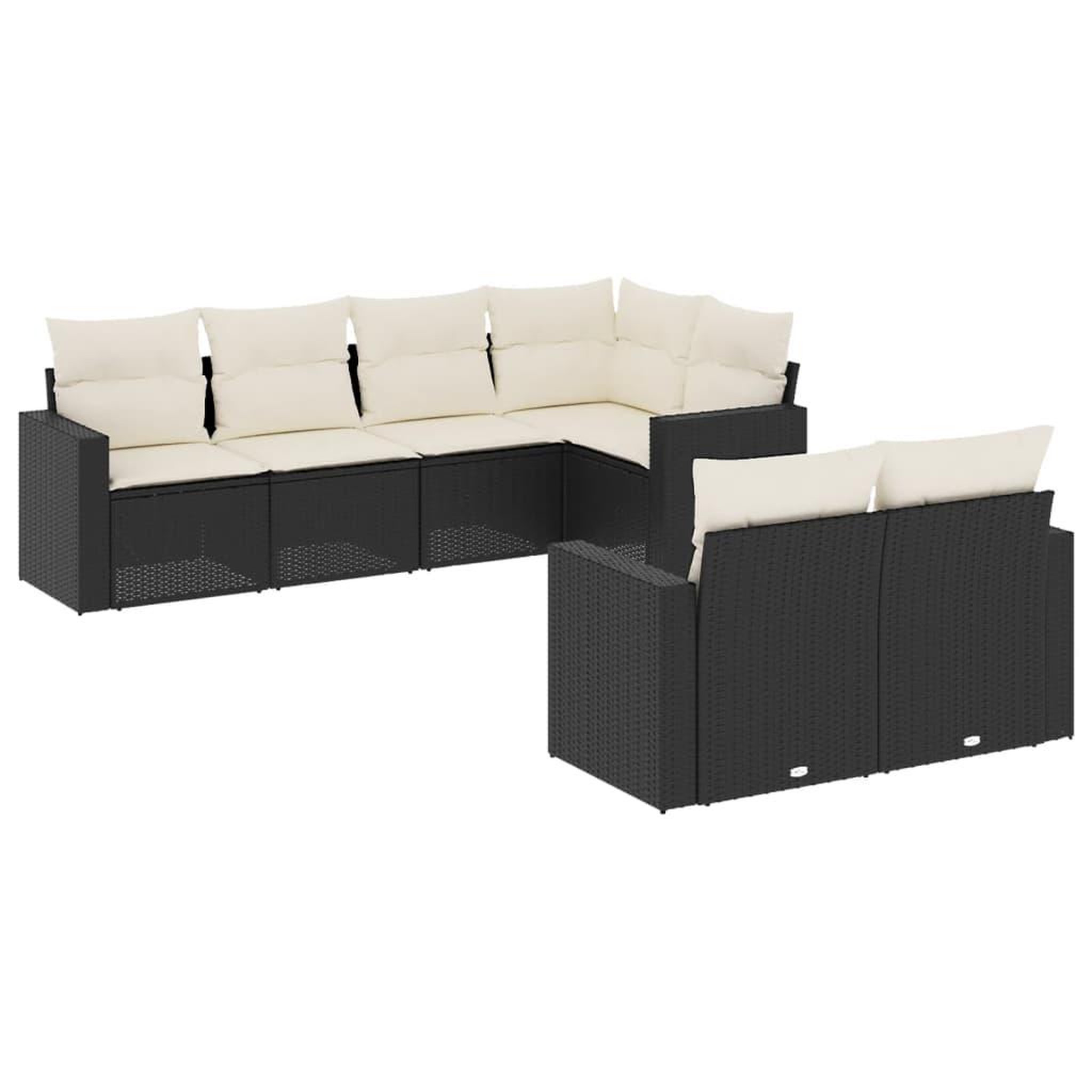 Voir la diapositive 2 : VIDAXL Salon de jardin 7 pcs avec coussins noir resine tressee