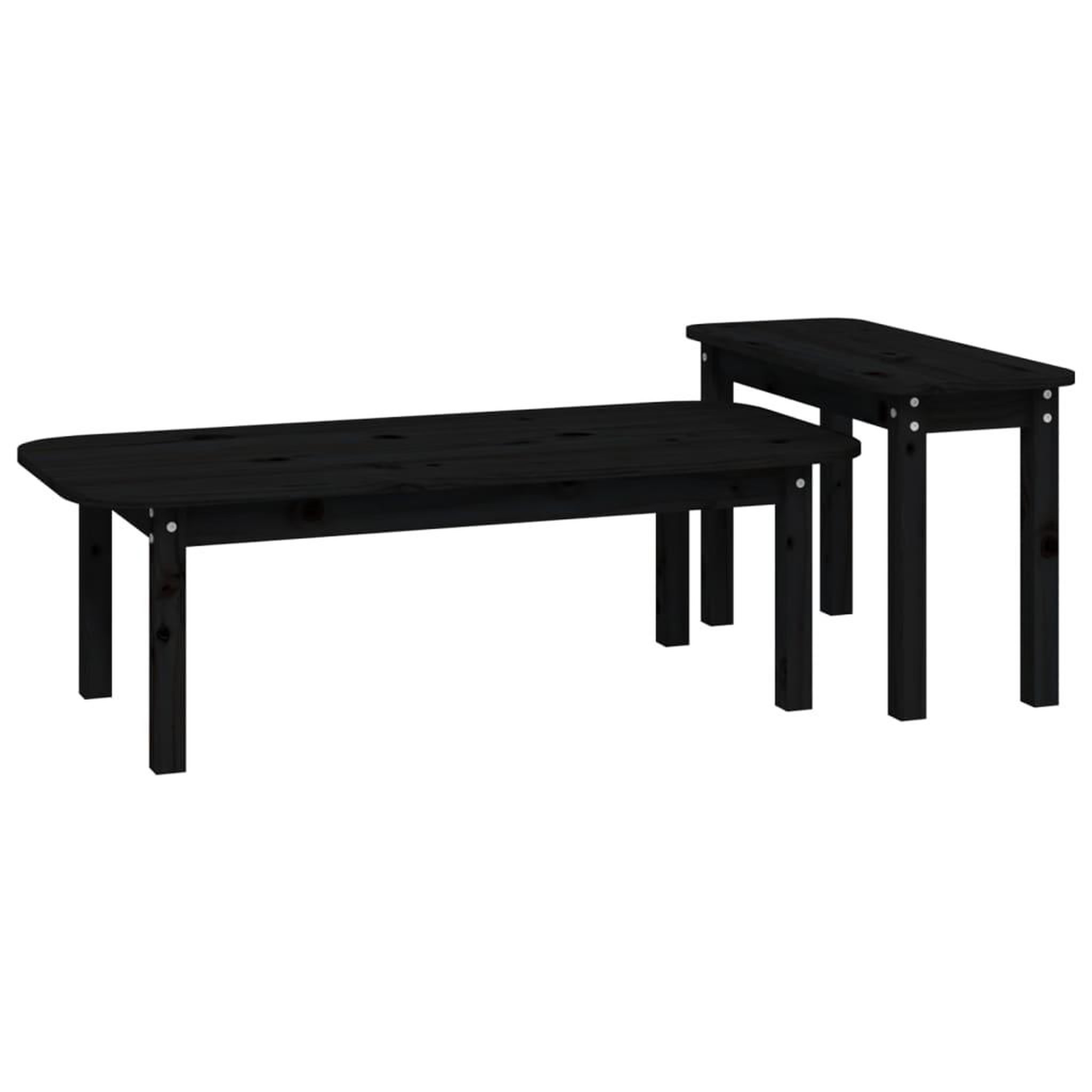 Voir la diapositive 5 : VIDAXL Ensemble de tables basses 2 pcs Noir Bois massif de pin