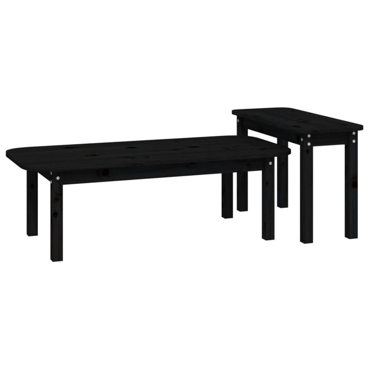 VIDAXL Ensemble de tables basses 2 pcs Noir Bois massif de pin