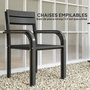 Voir la diapositive 4 : OUTSUNNY Lot de 2 chaises de jardin empilables avec accoudoirs courbés aluminium gris foncé