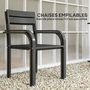 Voir la diapositive 4 : OUTSUNNY Lot de 2 chaises de jardin empilables avec accoudoirs courbés aluminium gris foncé
