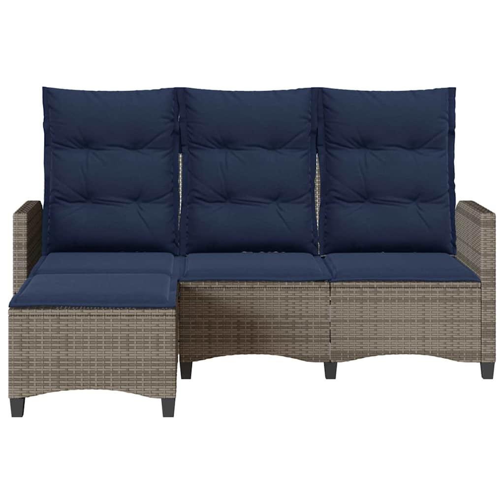 Voir la diapositive 5 : VIDAXL Canape de jardin inclinable coussins forme de L gris polyrotin