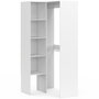 Voir la diapositive 4 : ID MARKET Dressing d'angle modulable L. 90 / 127 cm MELMAN double penderie + étagères blanc