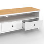 Voir la diapositive 6 : ID MARKET Meuble TV 140 cm ACHILLE 3 tiroirs blanc et plateau bois