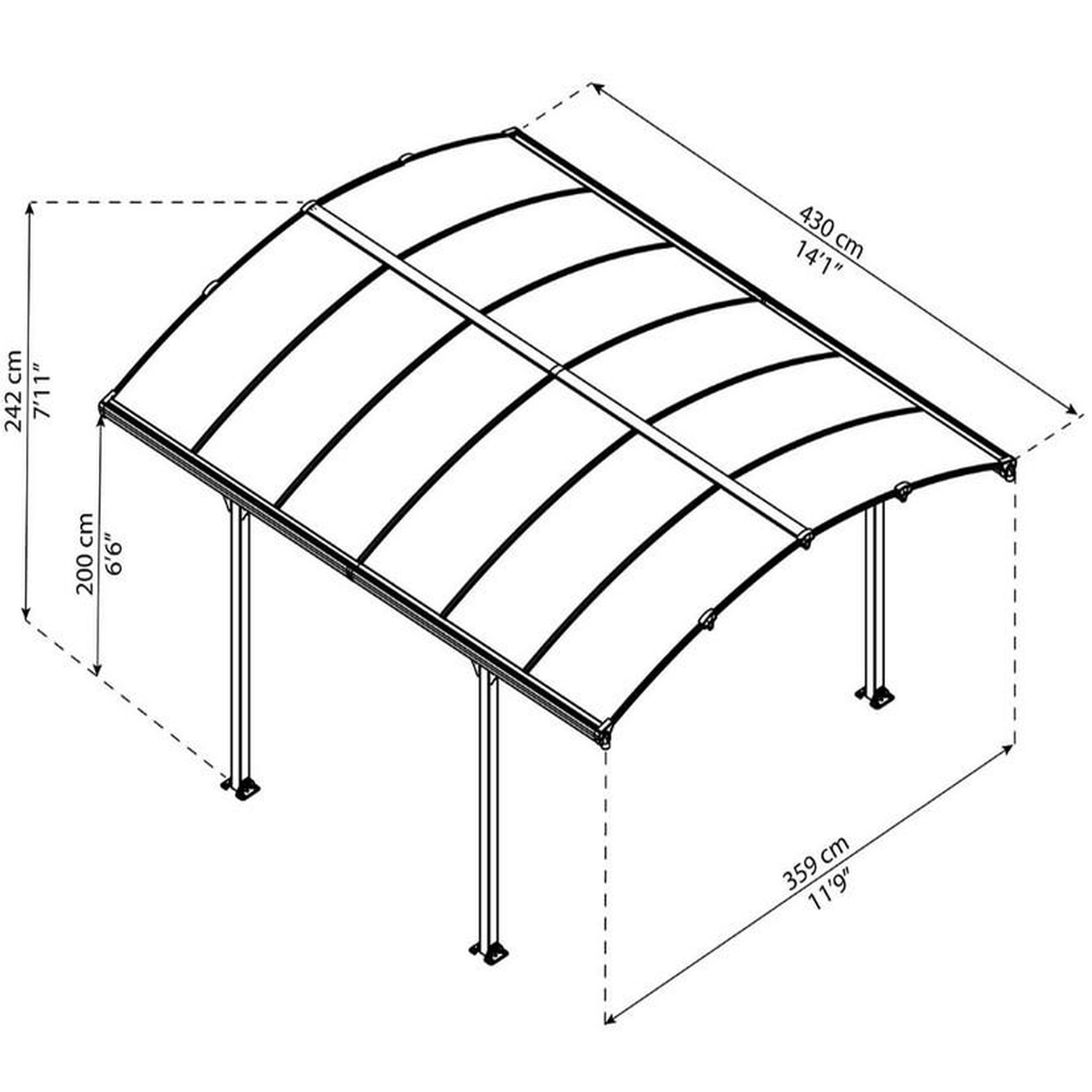 Voir la diapositive 2 : Palram Gazebo de jardin 502x359cm gris anthracite - 705534