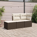 VIDAXL Salon de jardin avec coussins 3 pcs marron resine tressee