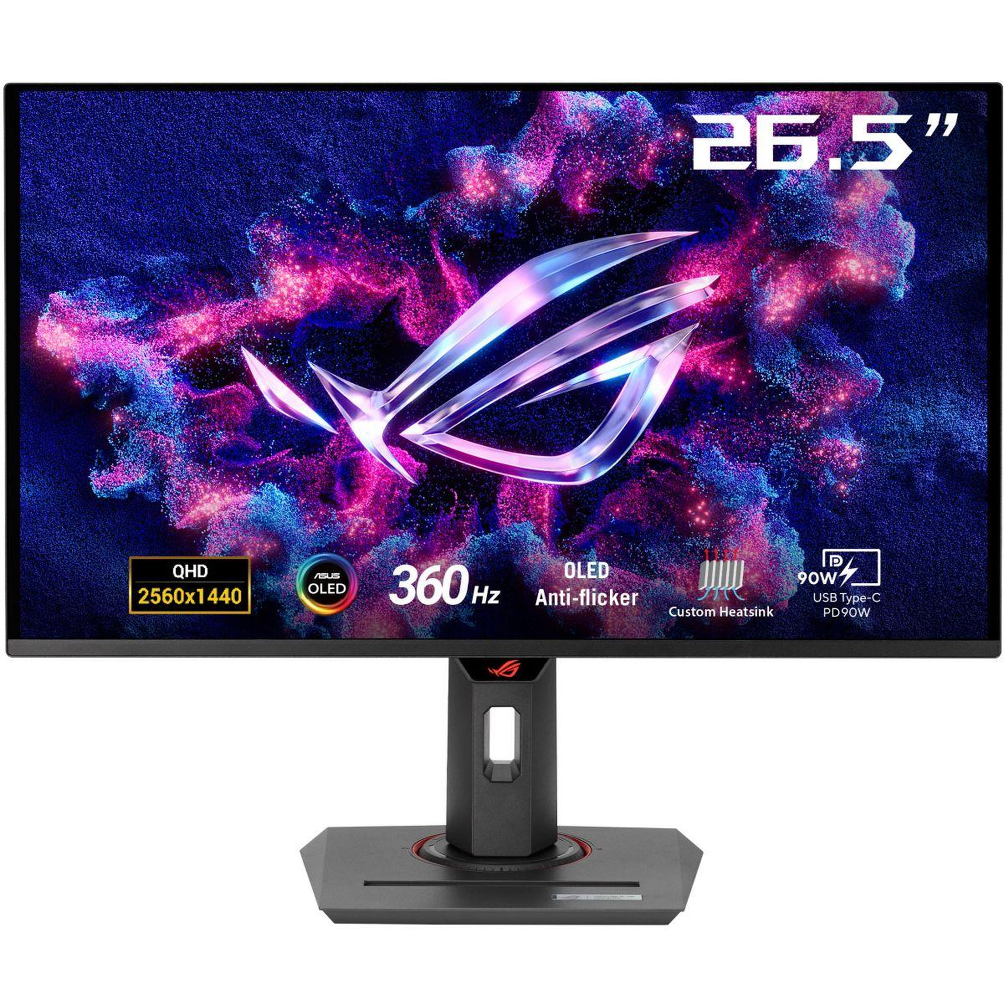 ASUS Ecran pc gamer xg27acdng 27  qhd 360hz qd-oled hdr true black 400 hdmi 2.1 usb-c 90w g-sync
