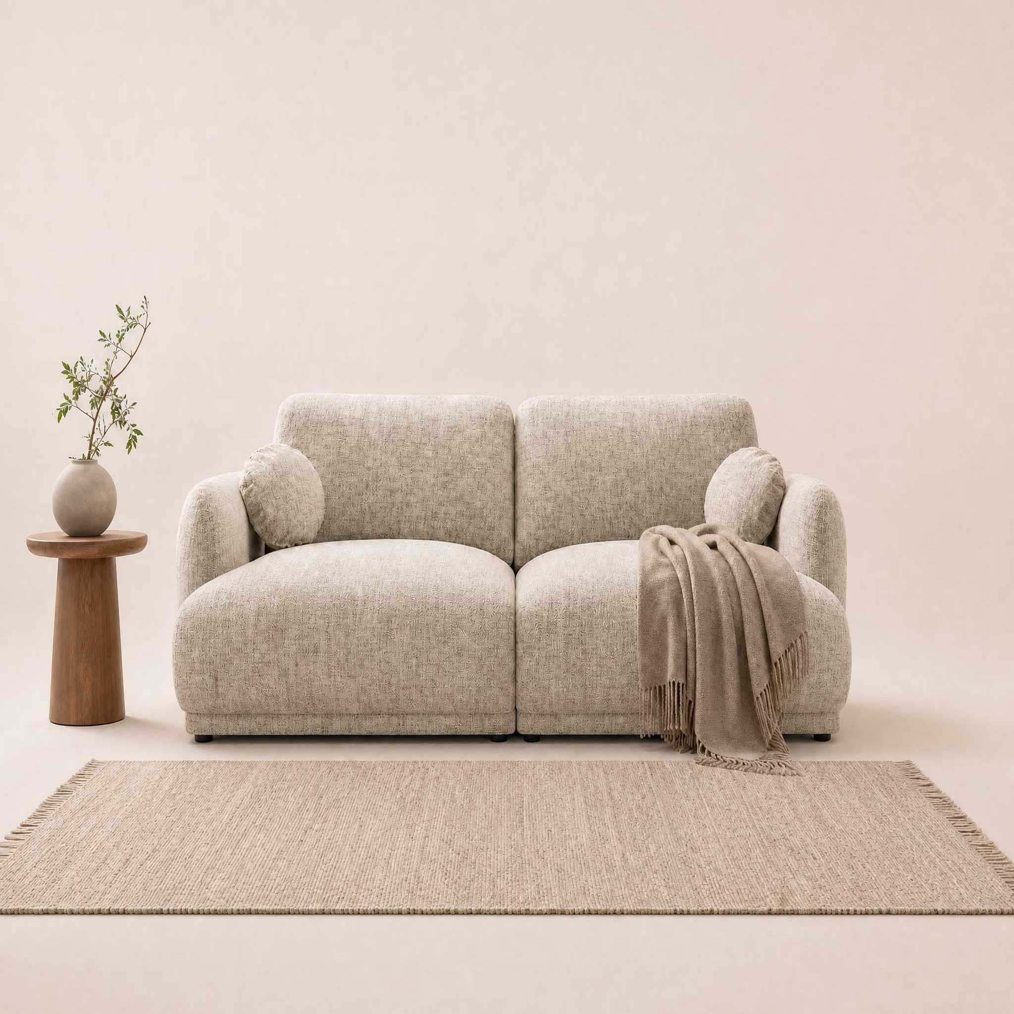 Voir la diapositive 2 : BEST MOBILIER Pietro - canapé droit 3 places en tissu texturé