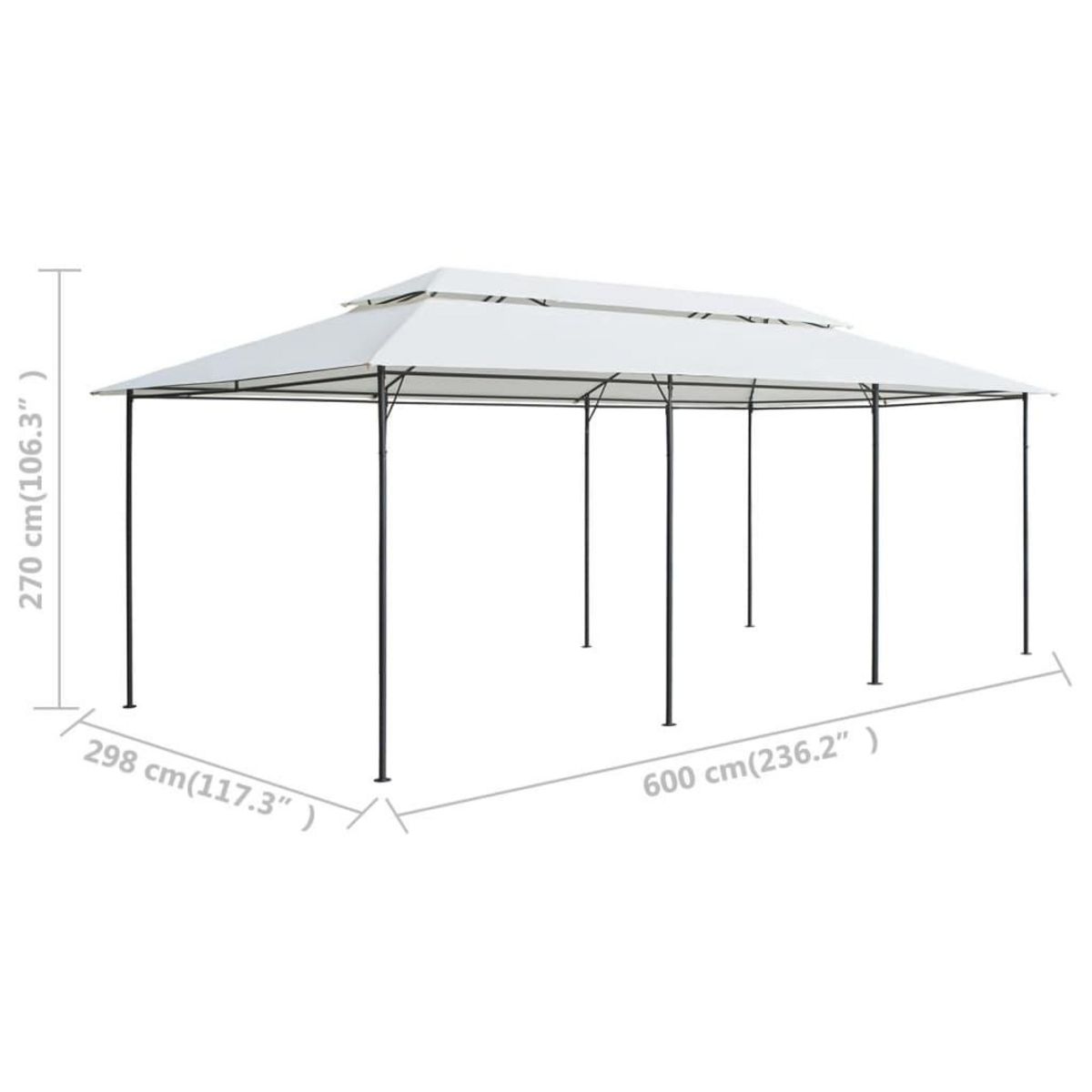VIDAXL Belvedere 600x298x270 cm Blanc 180 g/m^2