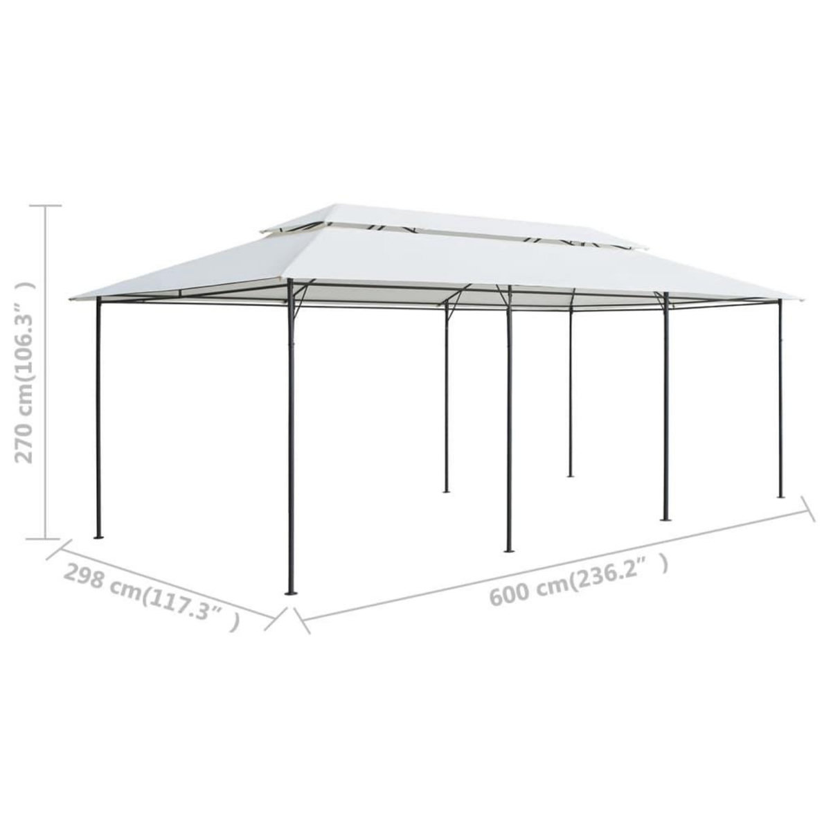 VIDAXL Belvedere 600x298x270 cm Blanc 180 g/m^2