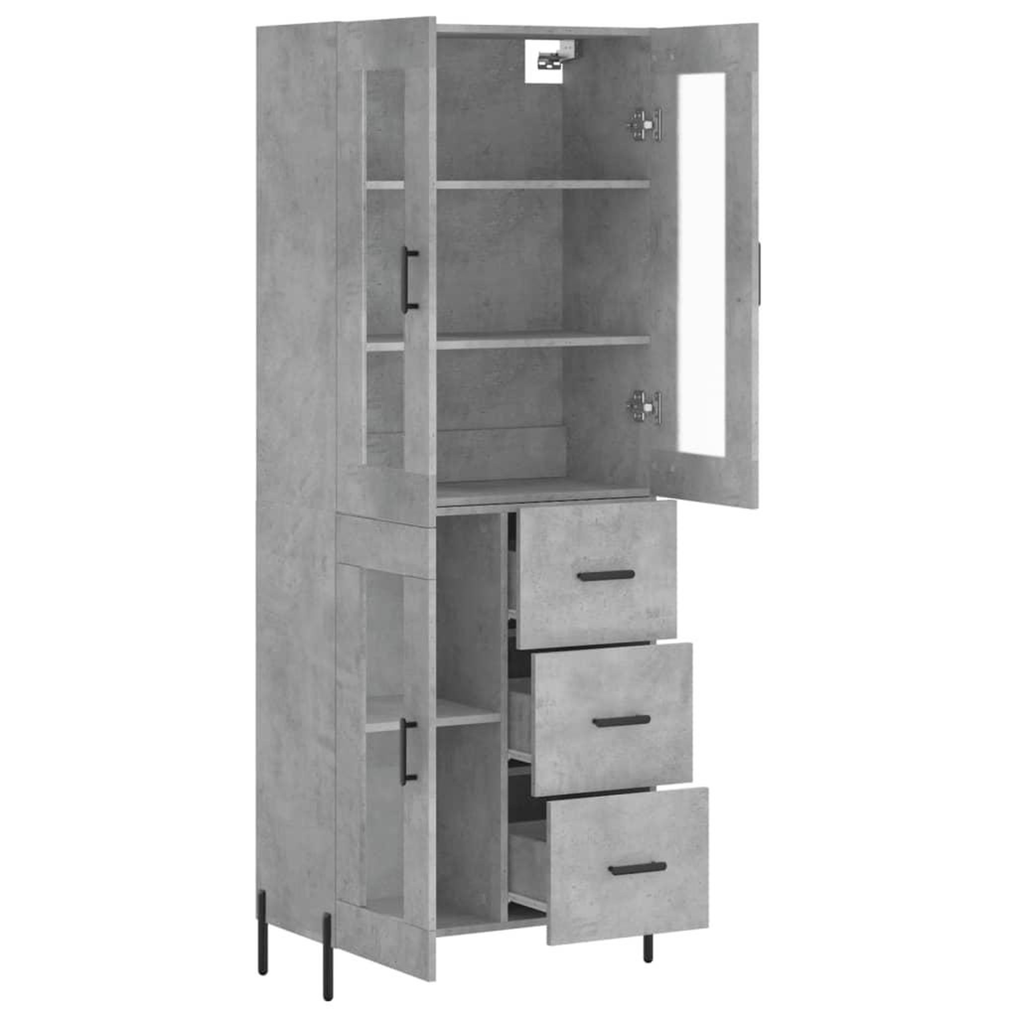 Voir la diapositive 4 : VIDAXL Buffet haut Gris beton 69,5x34x180 cm Bois d'ingenierie