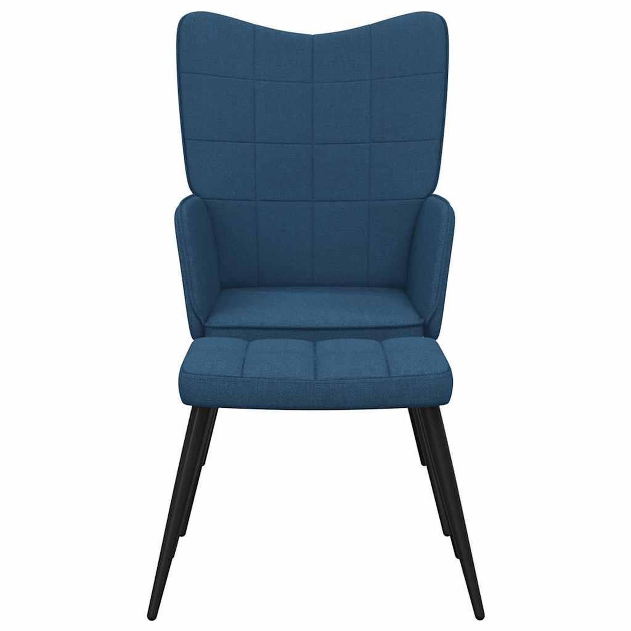 Voir la diapositive 3 : VIDAXL Chaise de relaxation avec tabouret Bleu Tissu