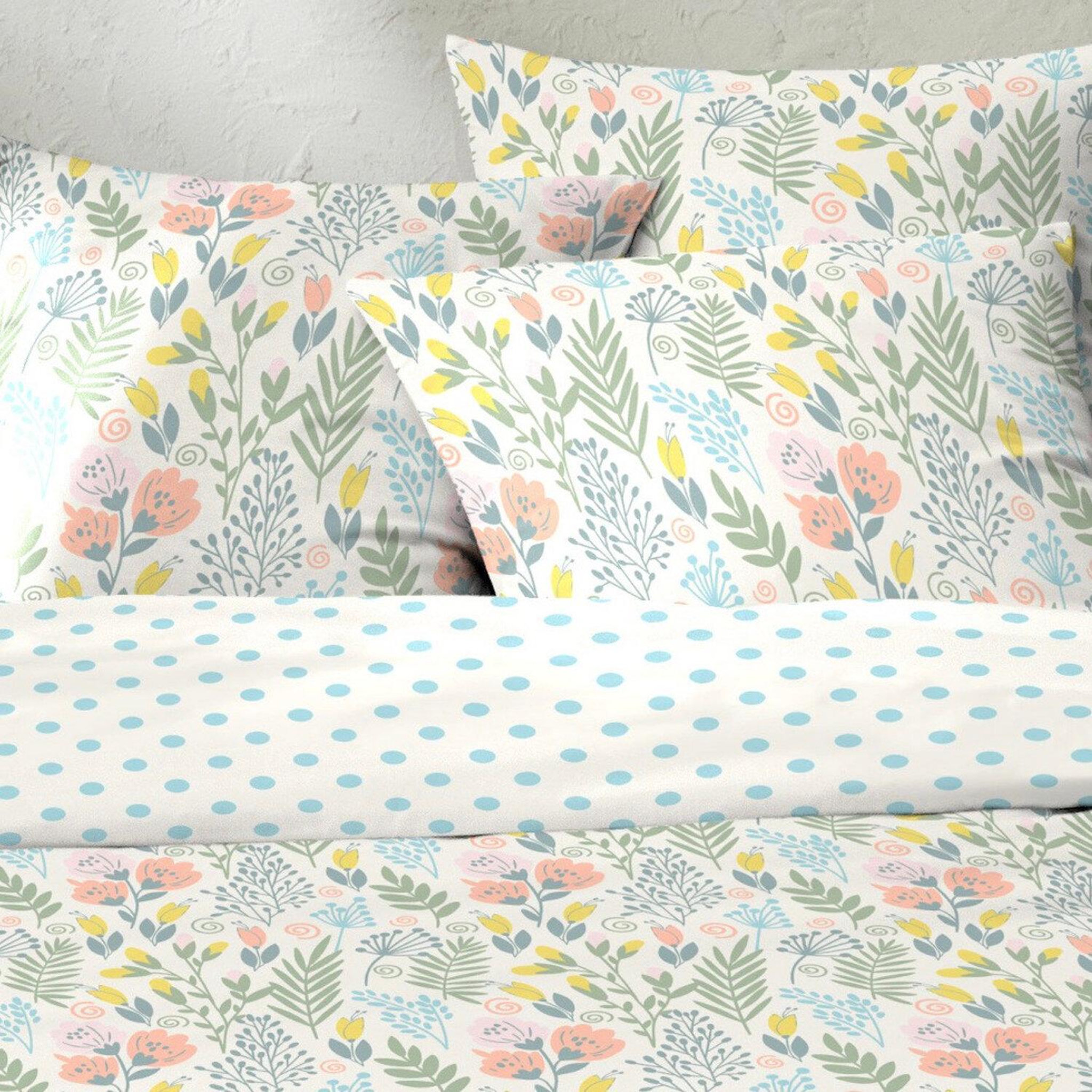 Voir la diapositive 2 : Home collection Parure housse de couetteavectaie oreiller coton 51 fils lila