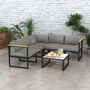 Voir la diapositive 2 : OUTSUNNY Ensemble salon de jardin d'angle 5 places design contemporain table basse coussins alu