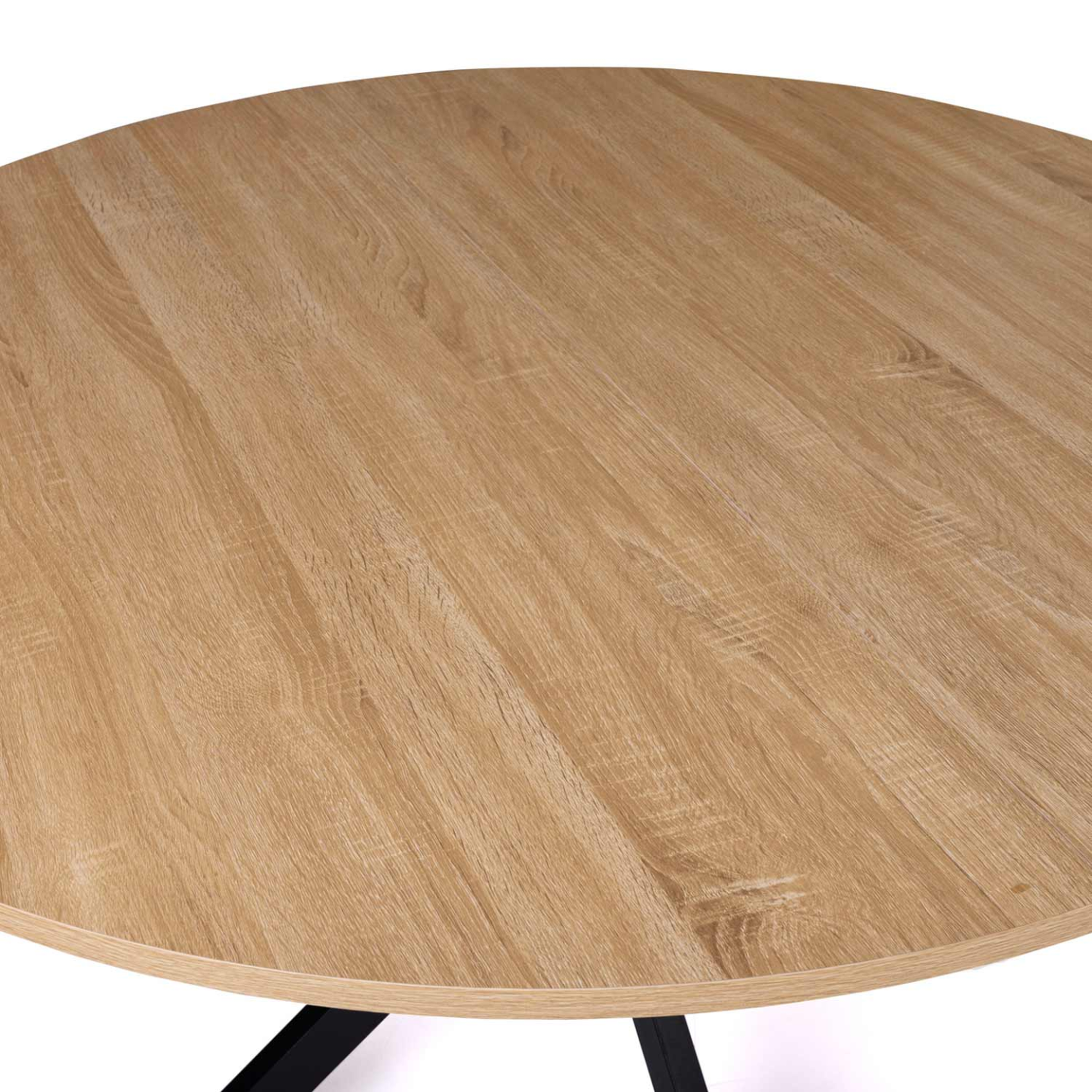 Voir la diapositive 5 : ID MARKET Table à manger ronde alix 6 personnes pied araignée bois et noir 110 cm