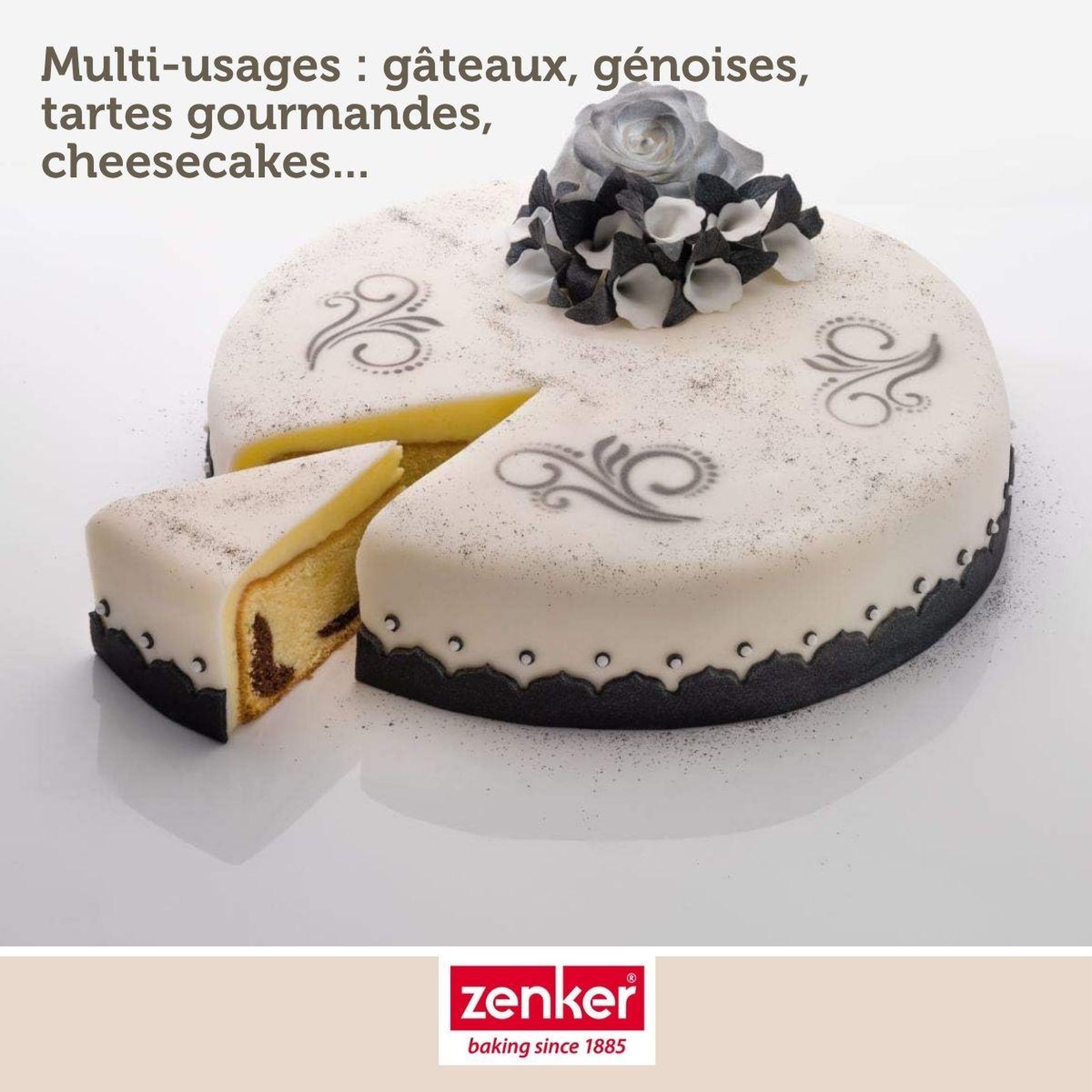 Voir la diapositive 5 : ZENKER Moule à manqué à charnière zenker crème noir 27 cm