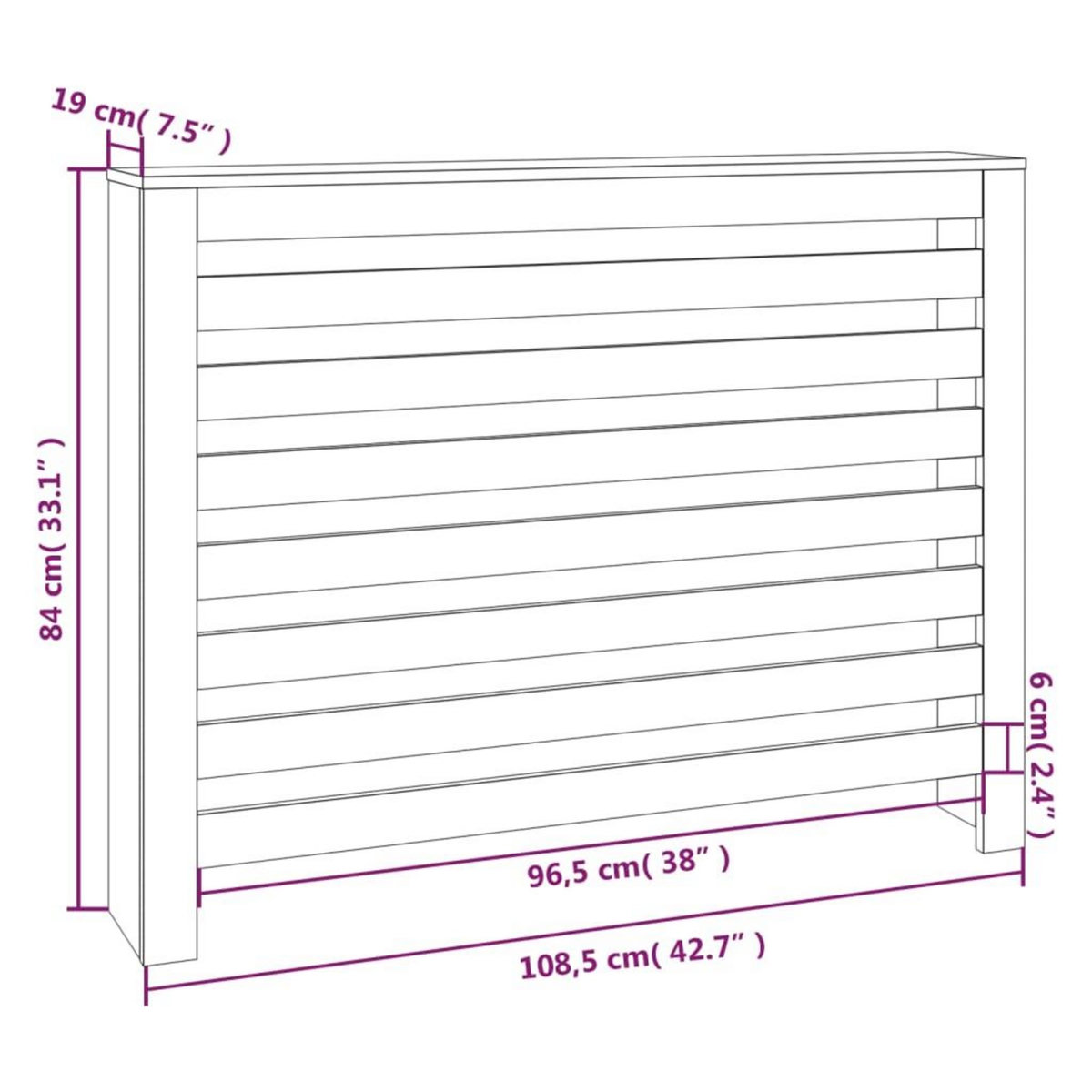 VIDAXL Cache-radiateur Blanc 108,5x19x84 cm Bois massif de pin