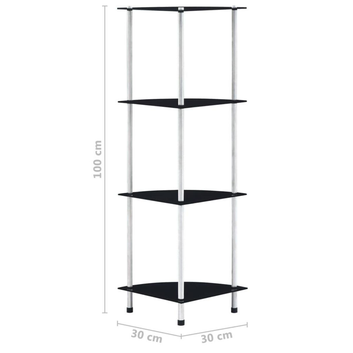 VIDAXL Etagere 4 niveaux Noir 30x30x100 cm Verre trempe