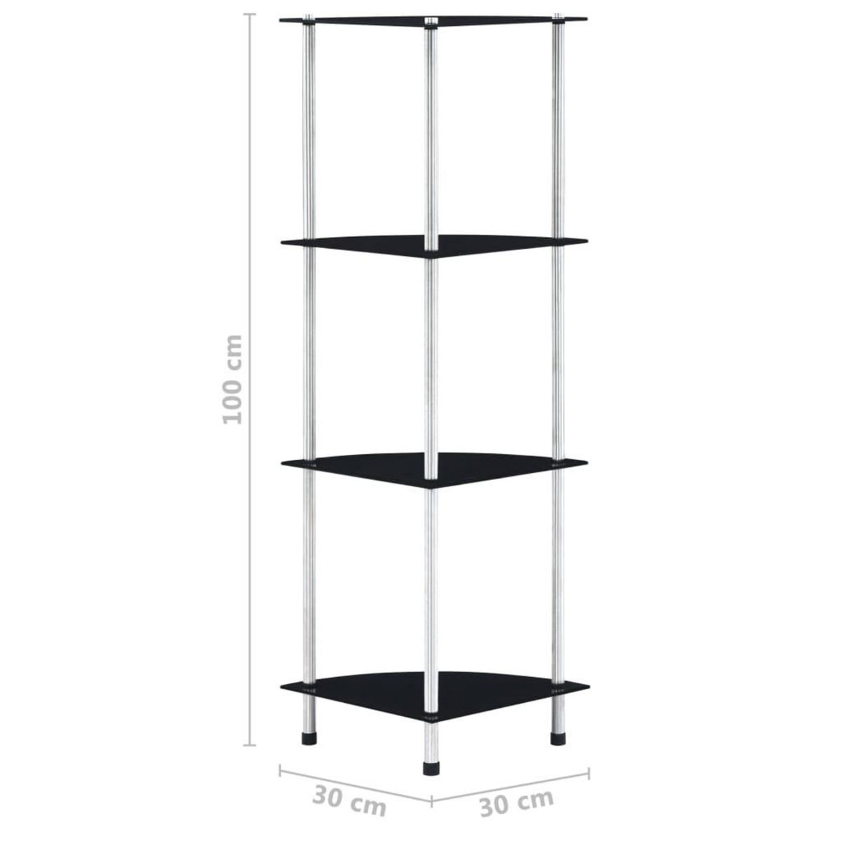 VIDAXL Etagere 4 niveaux Noir 30x30x100 cm Verre trempe