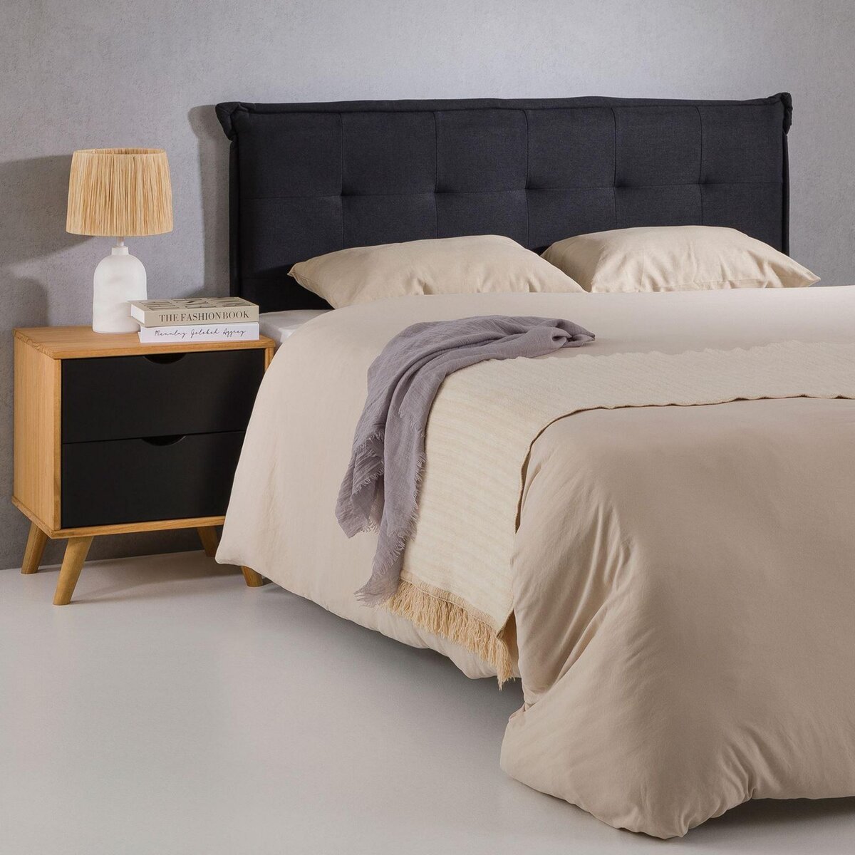 IDIMEX Tête de lit ZELOX 160 capitonnée sur pieds, en tissu