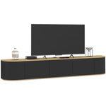 ID MARKET Meuble TV 180 cm suspendu LEORA 3 portes bois et noir
