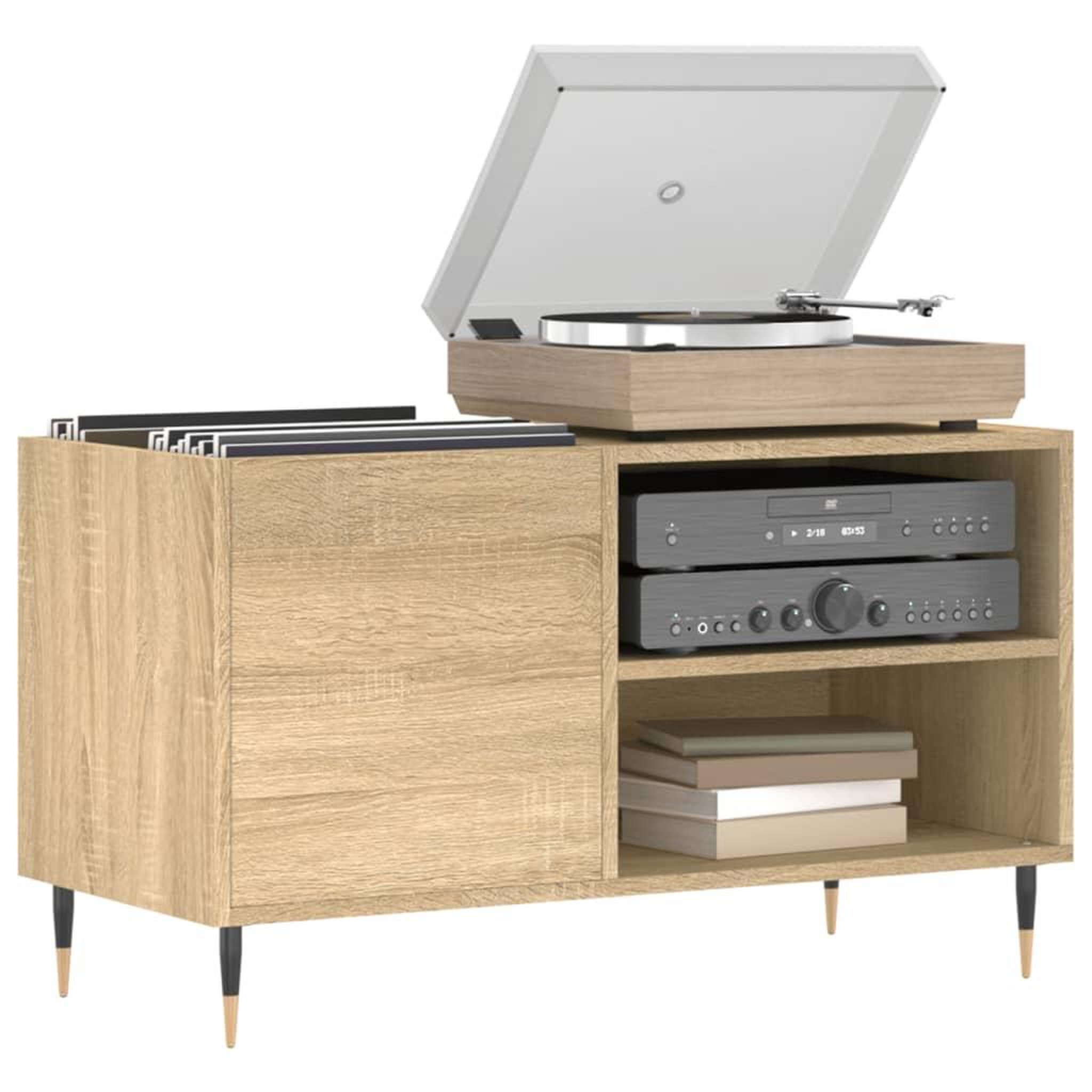 Voir la diapositive 3 : VIDAXL Armoire a disques chene sonoma 85x38x48 cm bois d'ingenierie