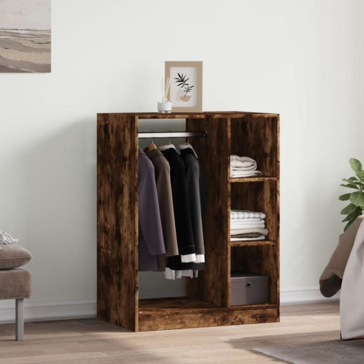 VIDAXL Garde robe chêne fumé 77x48x102 cm bois d ingénierie