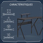 Voir la diapositive 5 : HOMCOM HOMCOM Bureau gaming d'angle bureau gamer bureau informatique bracket casque porte-gobelet étagère écran réglable métal panneaux texture carbone noir