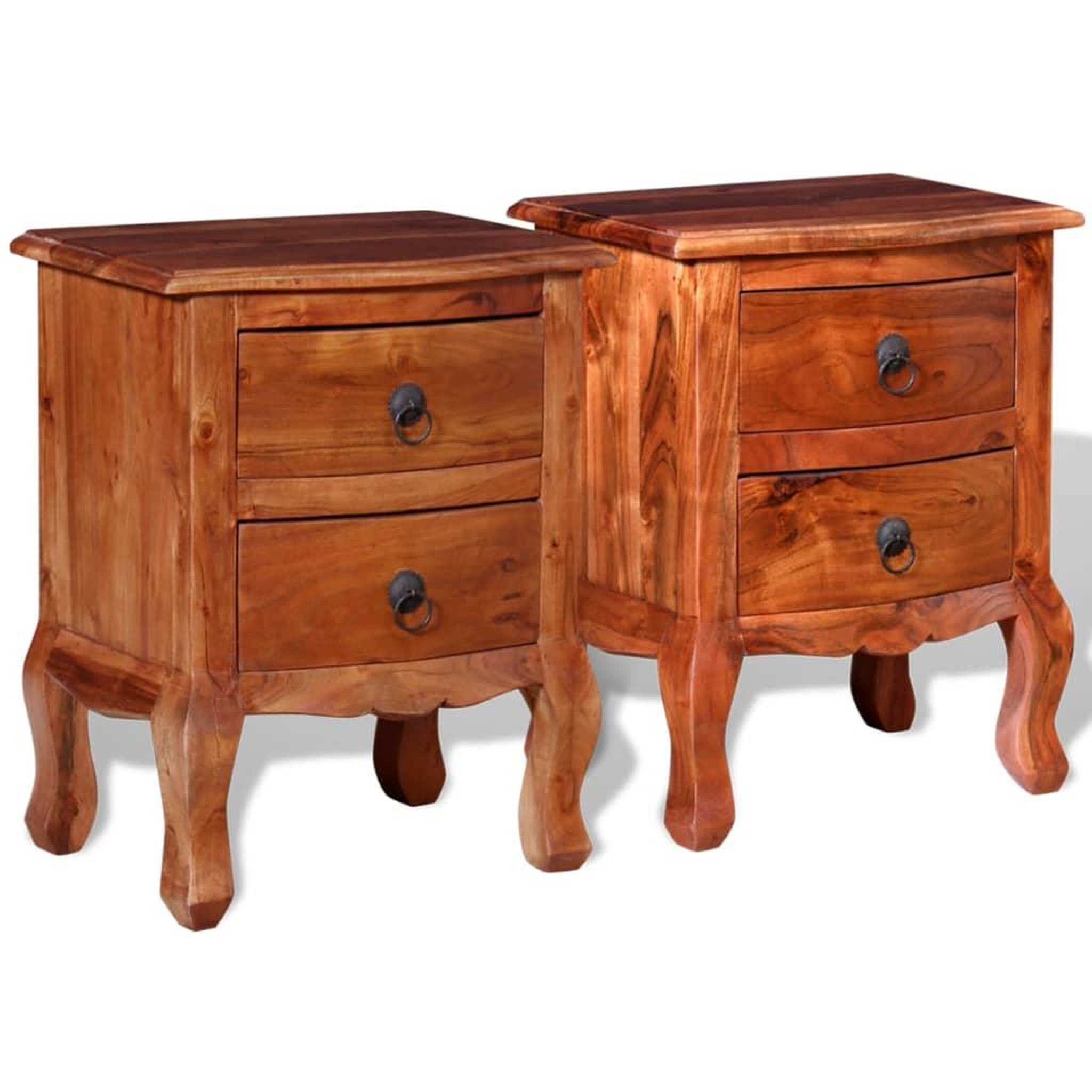 Voir la diapositive 3 : VIDAXL Tables de chevet avec tiroirs 2 pcs Bois d'acacia massif