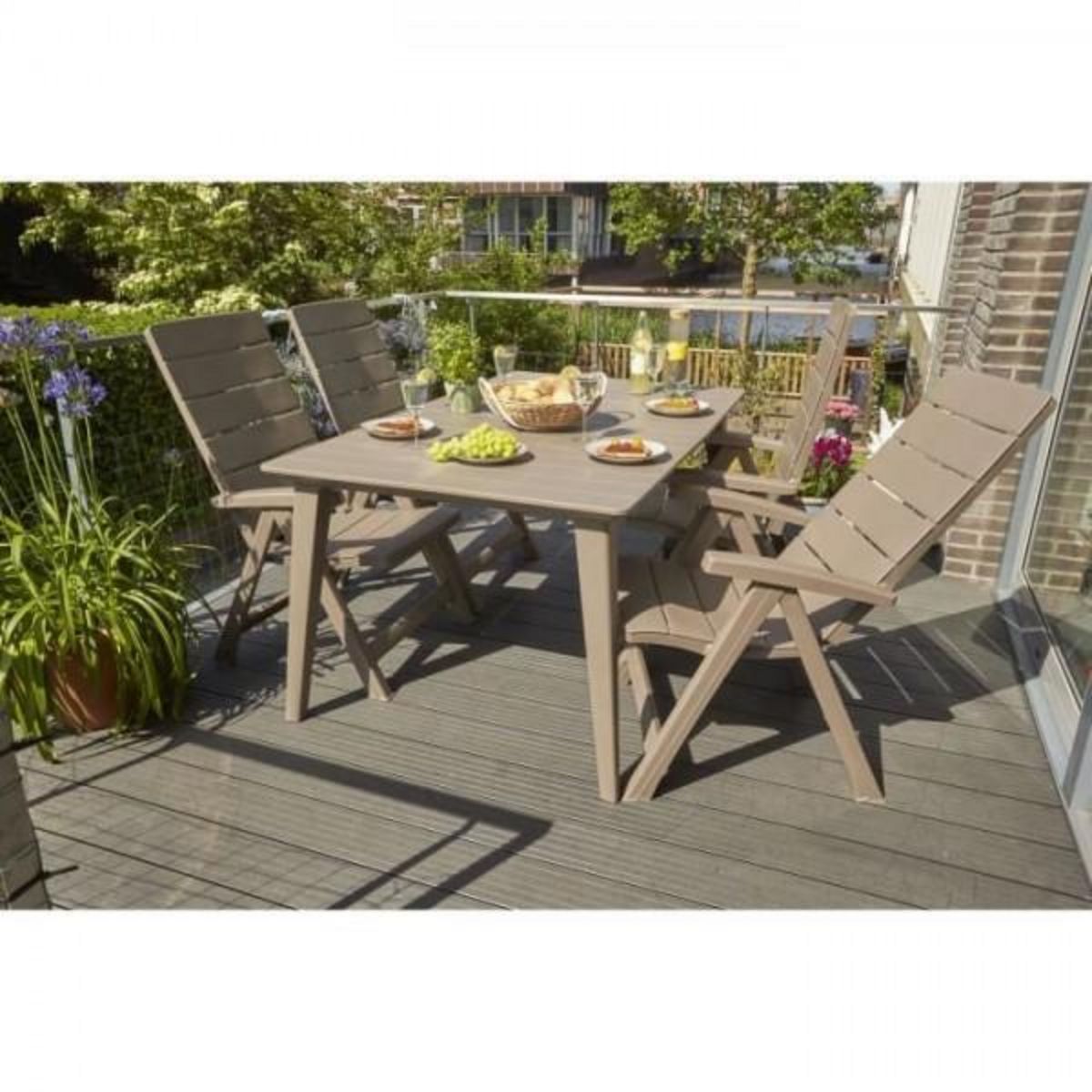 ALLIBERT by KETER Table de jardin - rectangulaire 160cm - cappuccino - en résine - 6 personnes - Lima -Allibert by KETER
