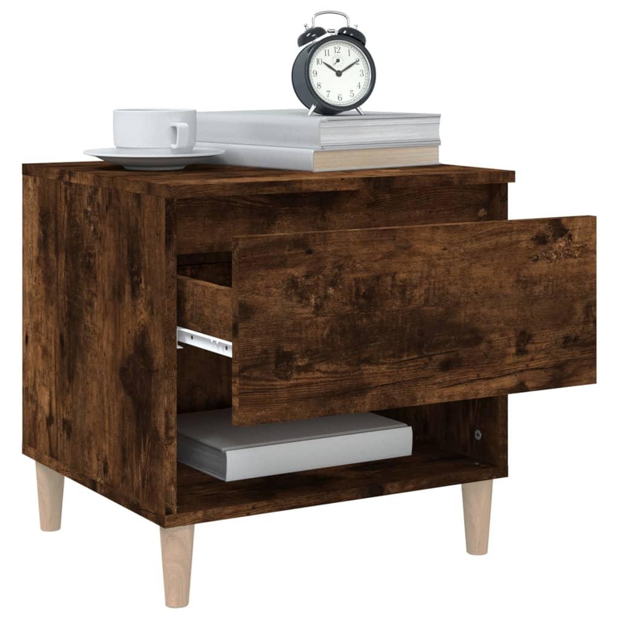 Voir la diapositive 4 : VIDAXL Table de chevet Chene fume 50x46x50 cm Bois d'ingenierie