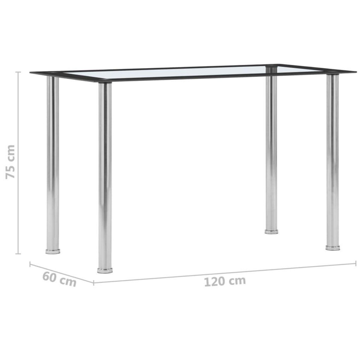 VIDAXL Table a manger Noir et transparent 120x60x75 cm Verre trempe