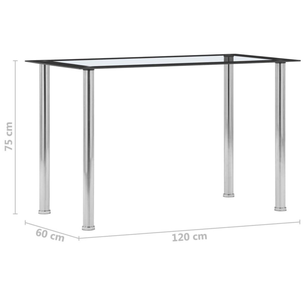 VIDAXL Table a manger Noir et transparent 120x60x75 cm Verre trempe