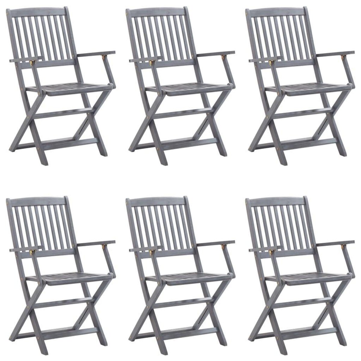 VIDAXL Chaises pliables d'exterieur lot de 6 et coussins Bois d'acacia