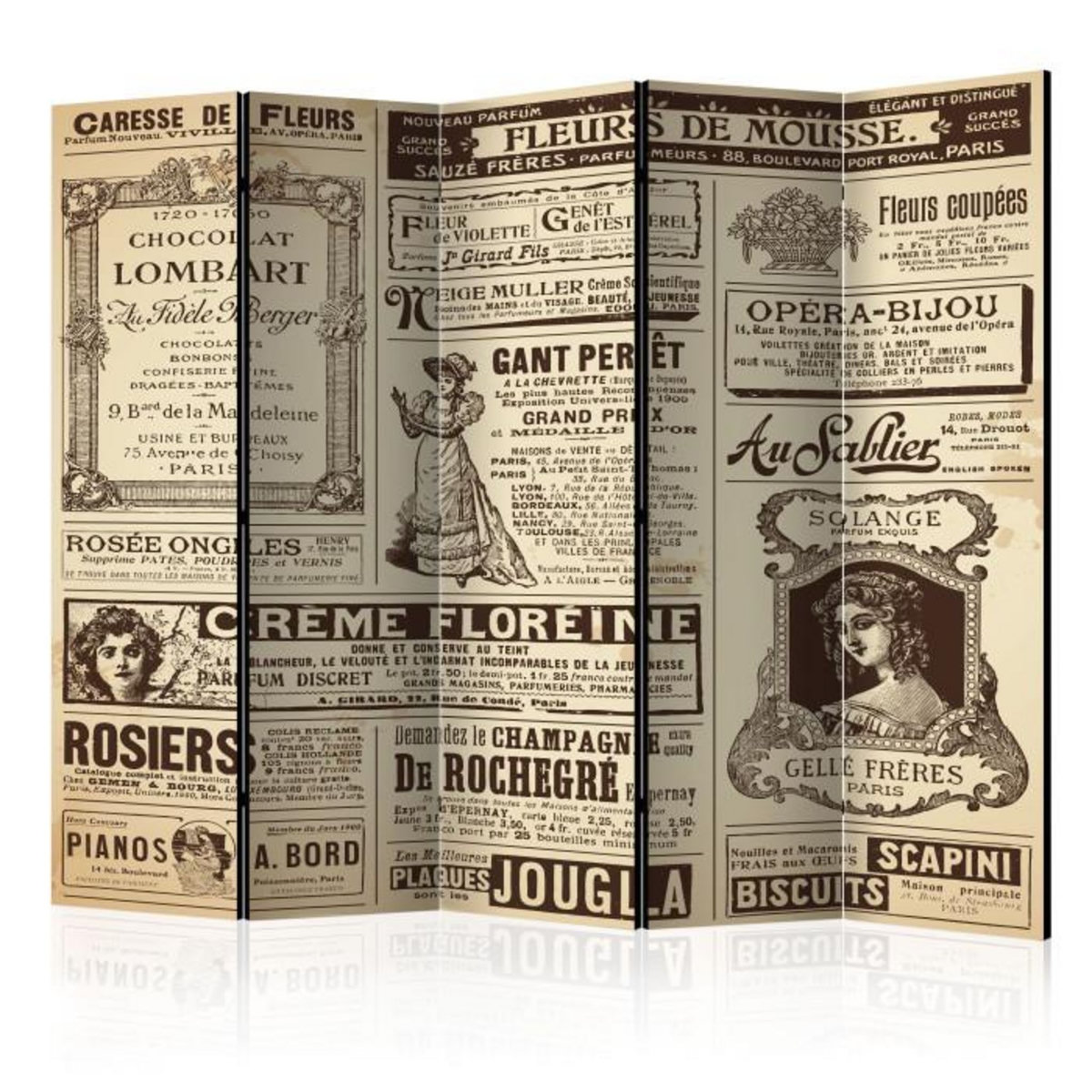 Paris Prix Paravent 5 Volets  Vintage Magazines  172x225cm