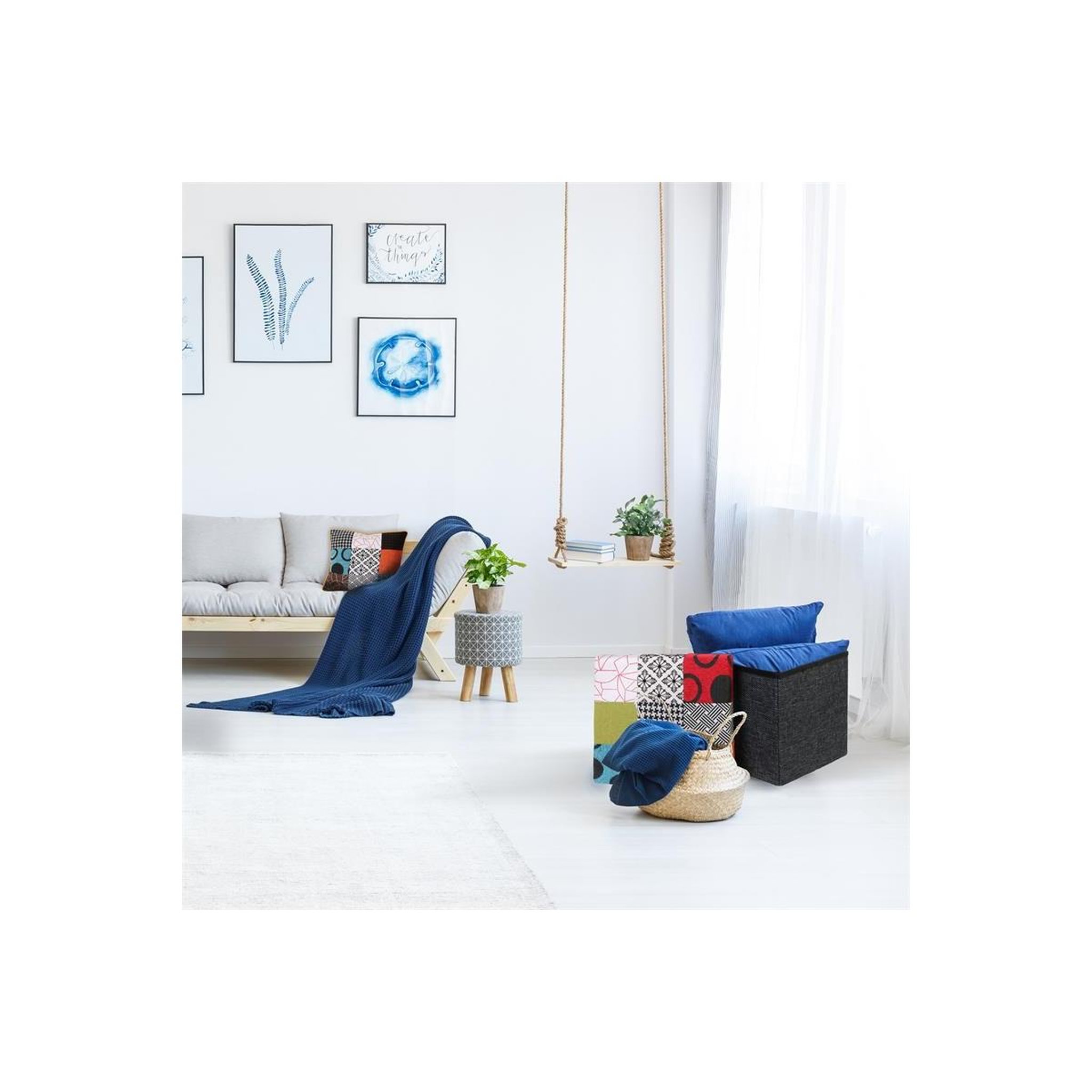 Voir la diapositive 3 : The Home Deco Factory Pouf & coffre de rangement  patchwork  38cm multicolore