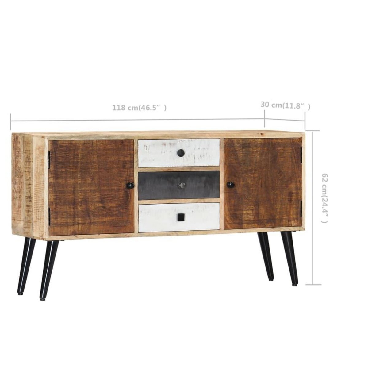 VIDAXL Buffet 118x30x62 cm Bois de manguier massif