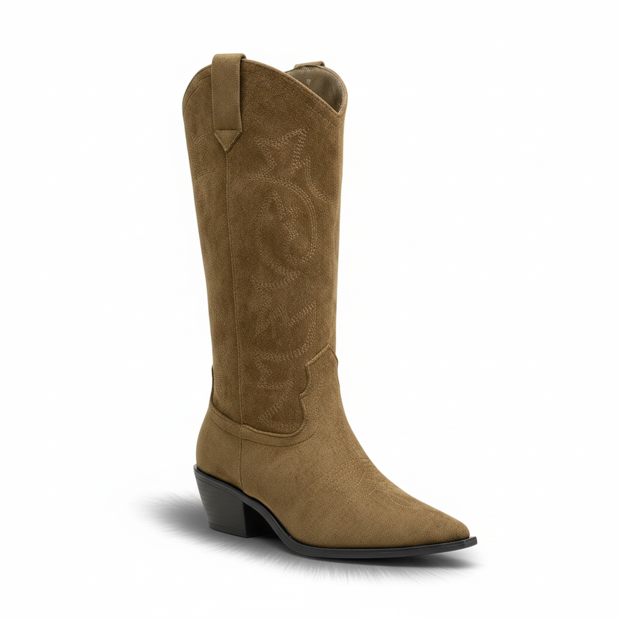 Voir la diapositive 1 : OZABI Ozabi bottes santiag femme haute tige suédine talon bloc 4 cm bout pointu