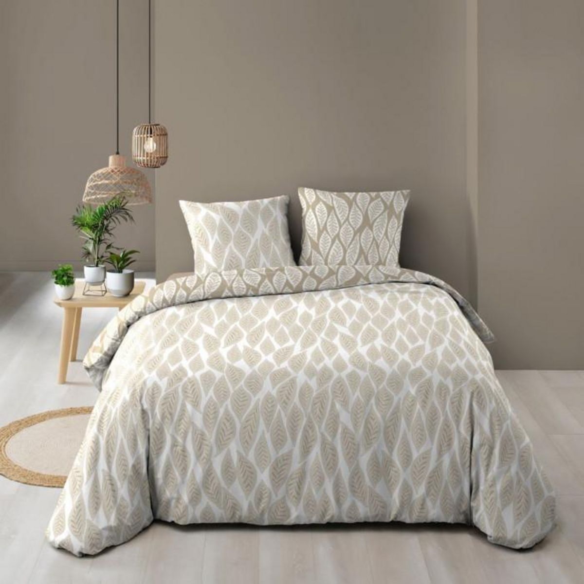 Paris Prix Parure de Lit 3 Pièces  Mareva  260x240cm Beige