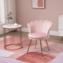 Voir la diapositive 2 : HOMCOM Chaise coquillage chaise design pieds métal dorés effilés velours rose poudré