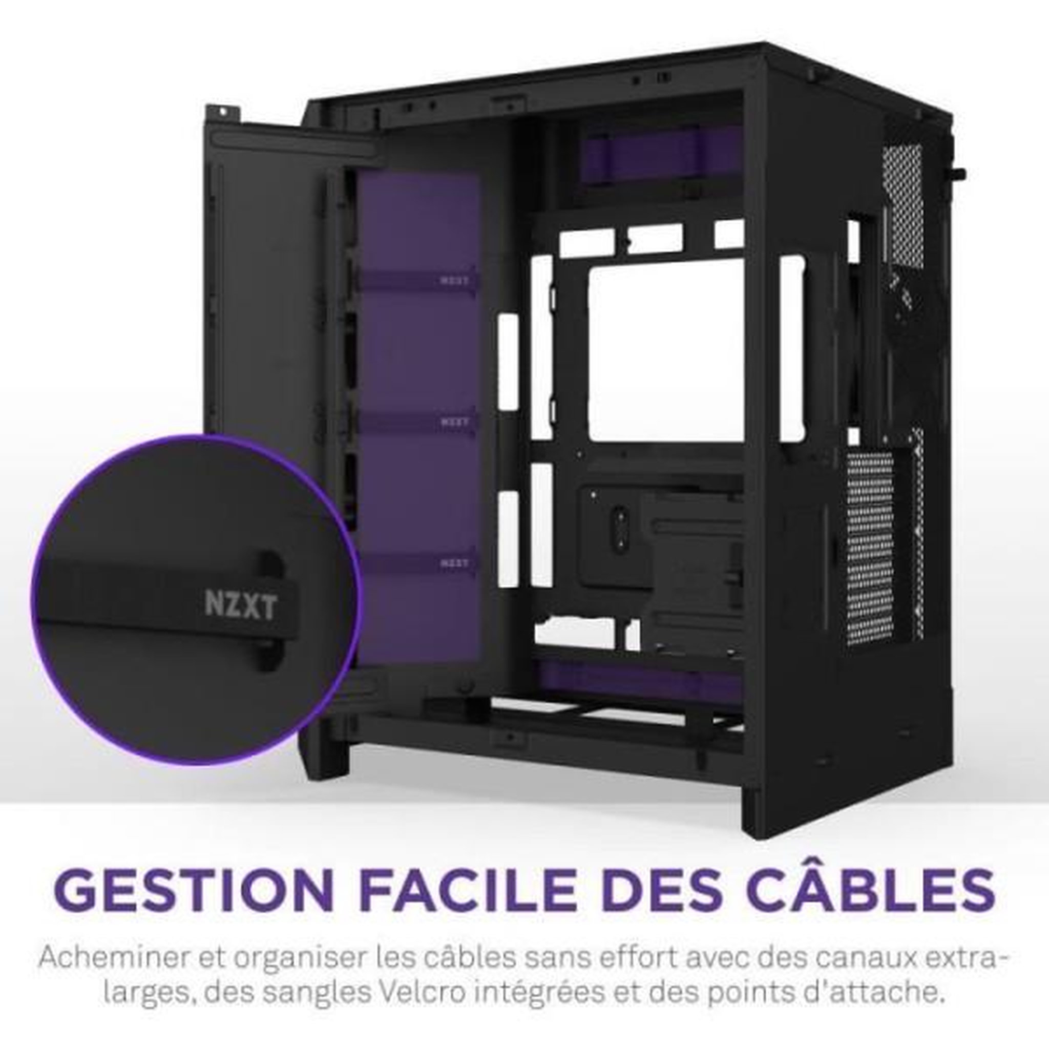 Voir la diapositive 3 : NZXT Boitier moyen-tour - nzxt - h9 flow rgb - double chambre - ventilateurs rgb inclus - noir