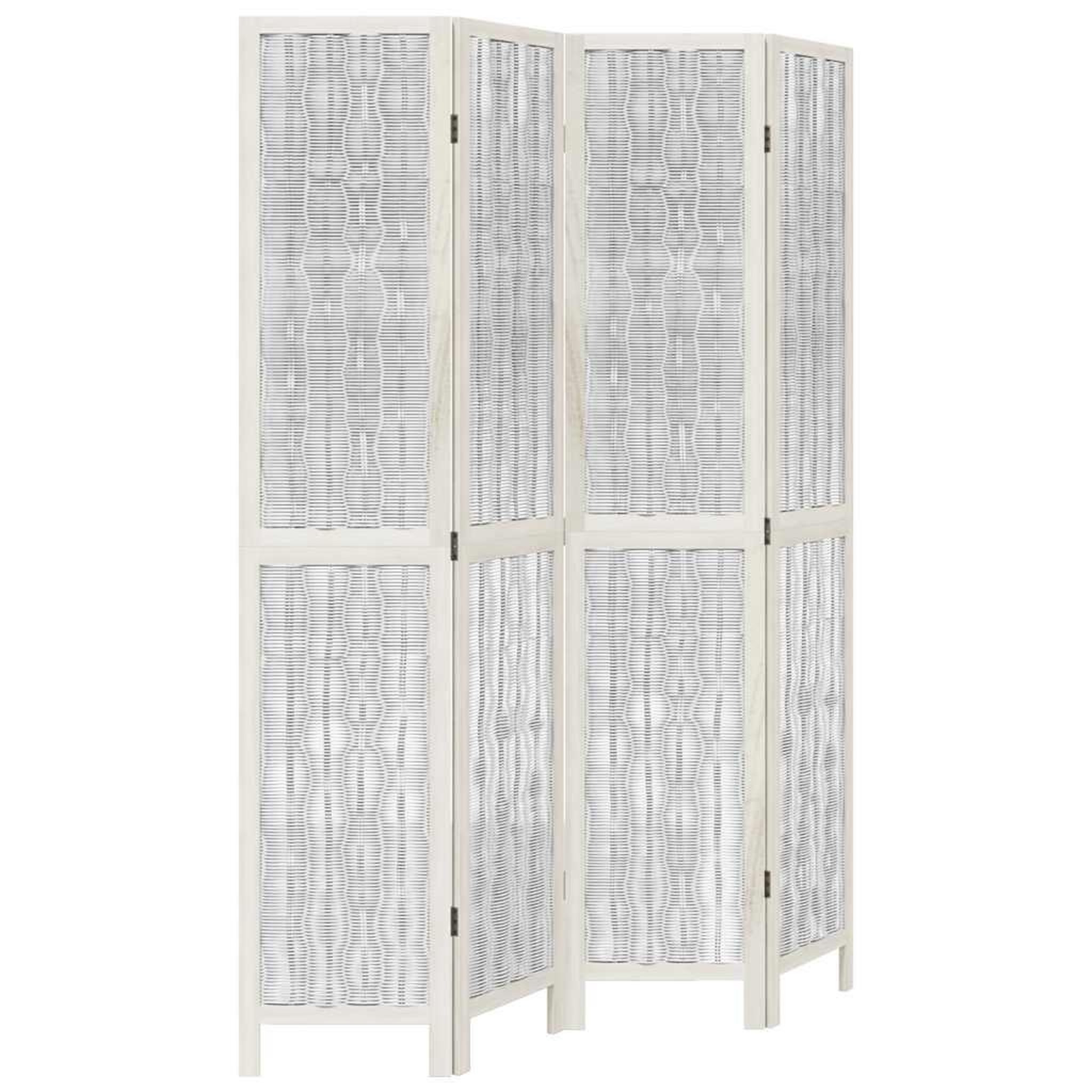 Voir la diapositive 2 : VIDAXL Cloison de separation 4 panneaux blanc bois de paulownia massif