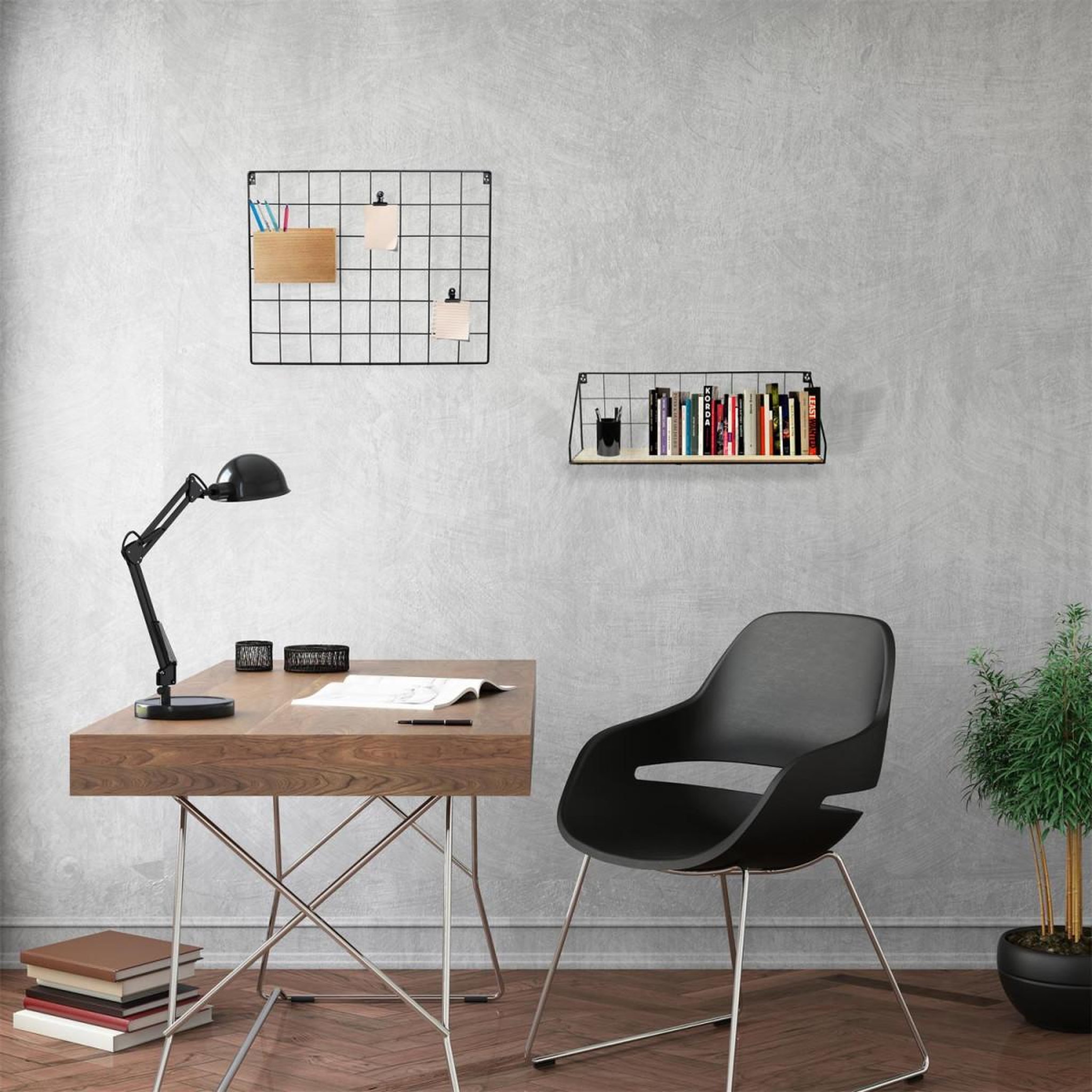 Voir la diapositive 2 : The Home Deco Factory Étagère murale design  hulka  45cm naturel & noir