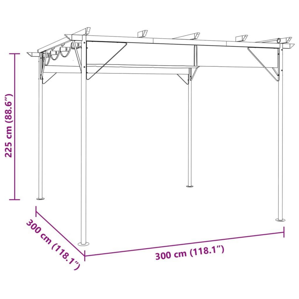 VIDAXL Pergola avec toit retractable anthracite 3x3 m acier 180 g/m^2