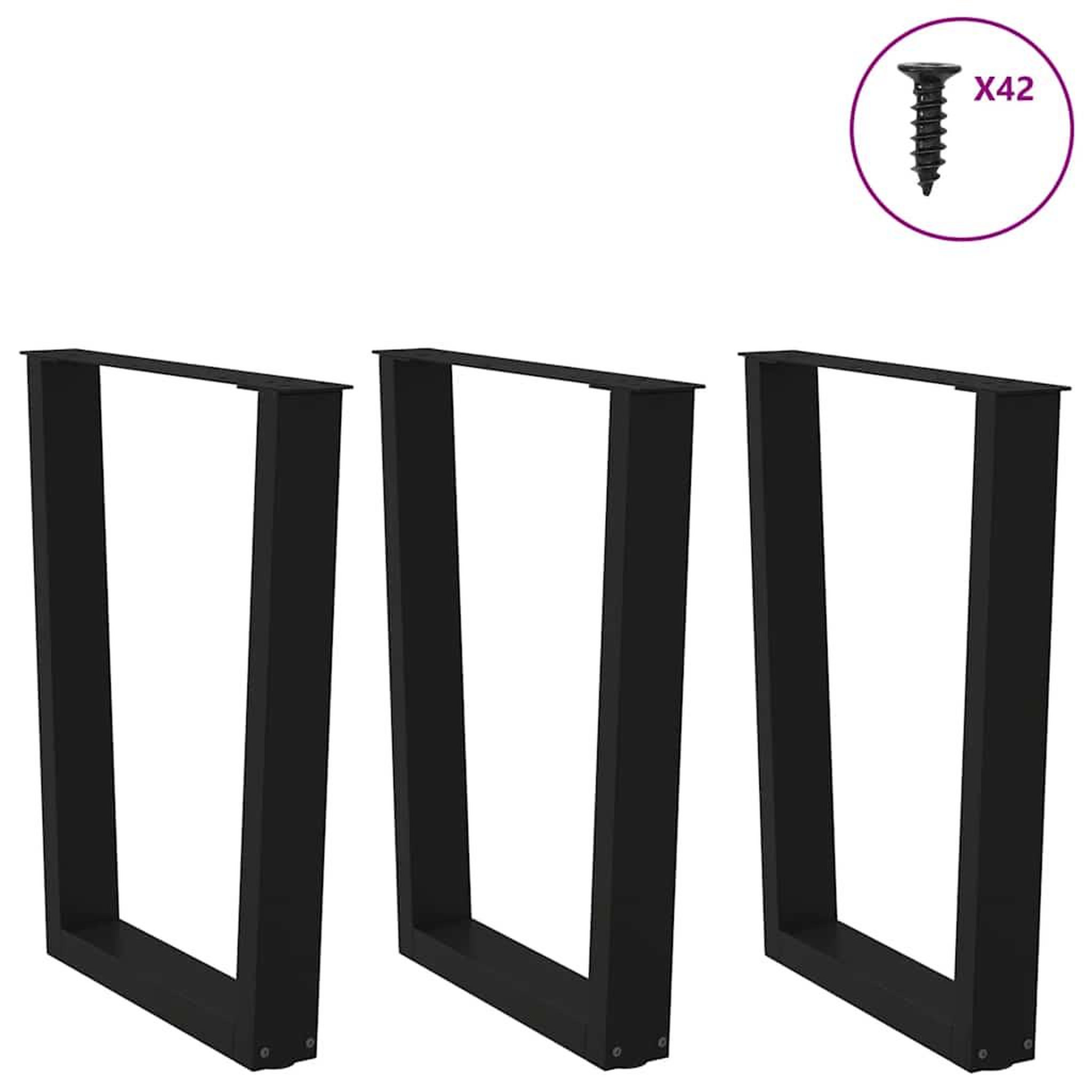 Voir la diapositive 3 : VIDAXL Pieds de table a manger forme de V 3 pcs noir 70x(72-73,3) cm