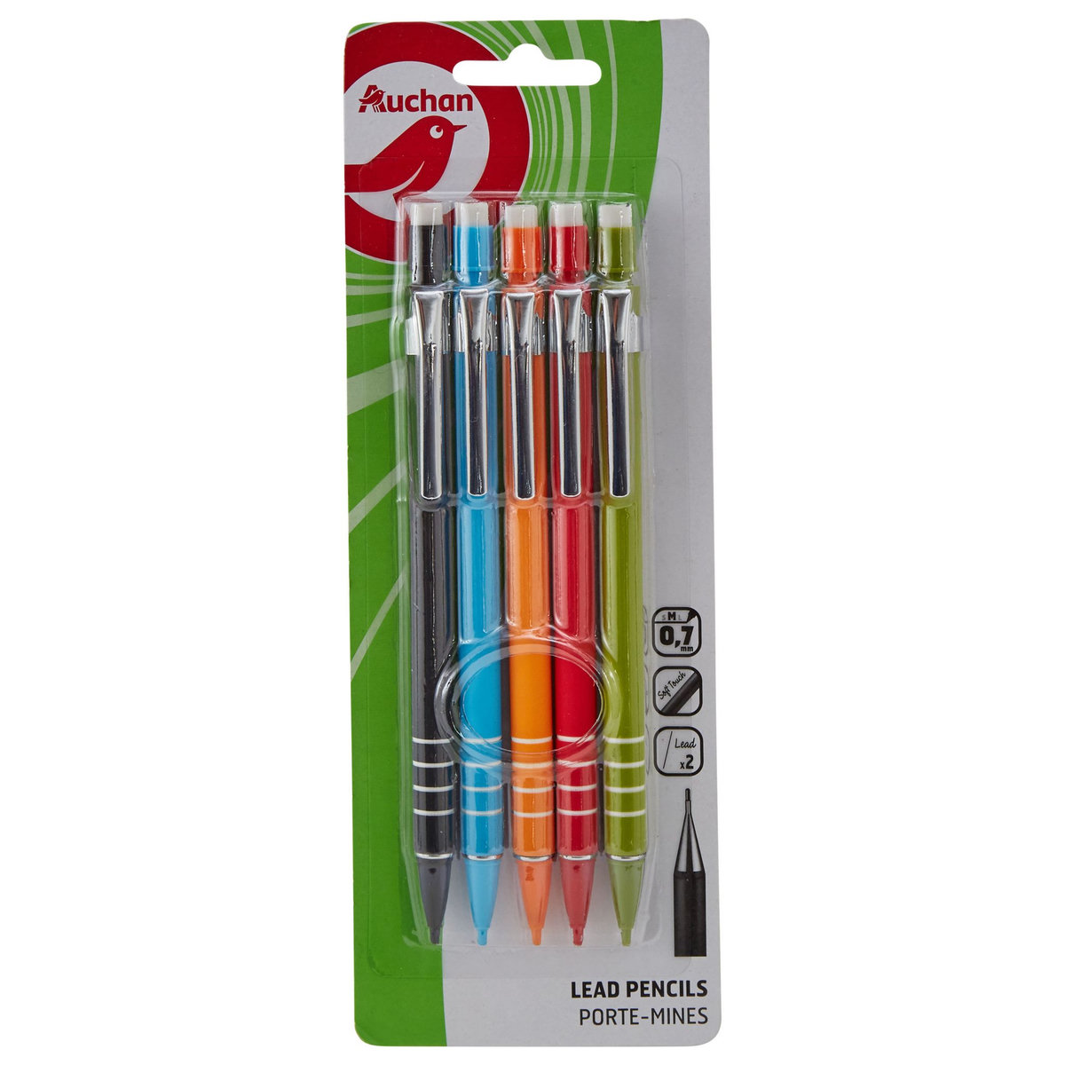 AUCHAN  Lot de 5 portes mines 0.7mm