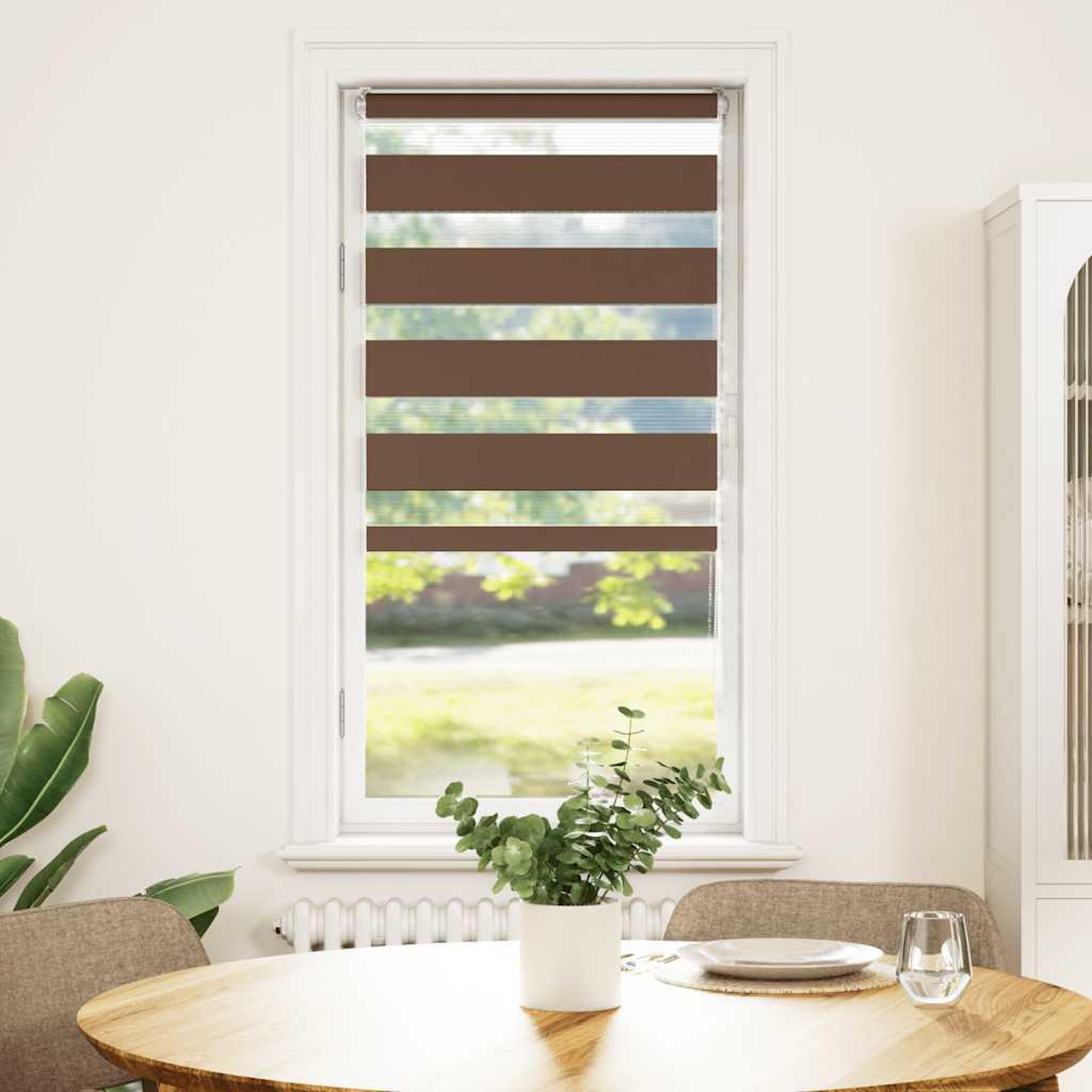 Voir la diapositive 2 : VIDAXL Store zebre marron 55x150 cm largeur du tissu 50,9 cm polyester