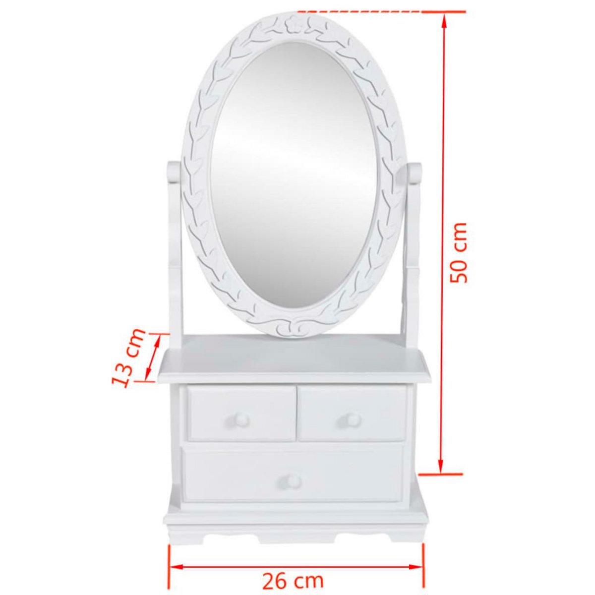 VIDAXL Coiffeuse avec miroir pivotant ovale MDF
