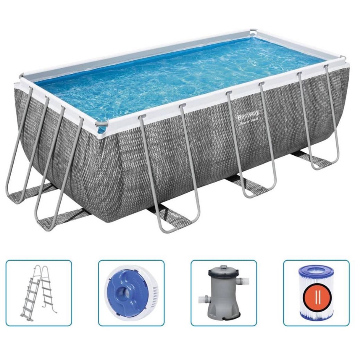 BESTWAY Bestway Ensemble de piscine rectangulaire Power Steel 412x201x122 cm