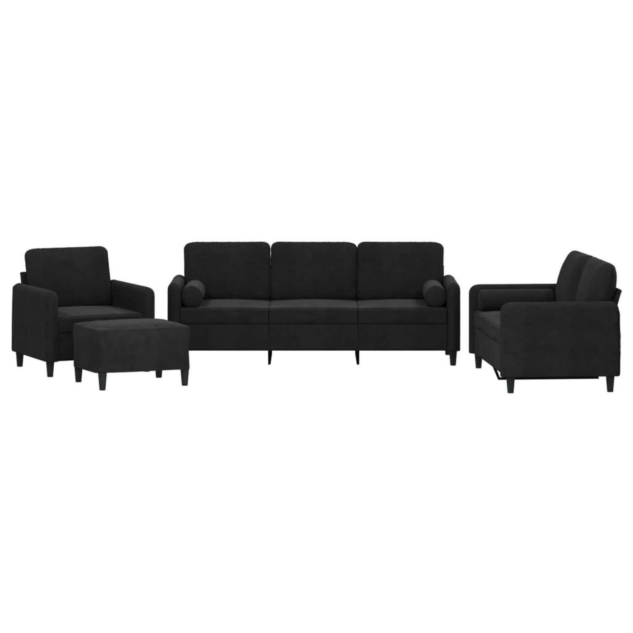 Voir la diapositive 2 : VIDAXL Ensemble de canapes 4 pcs avec coussins noir velours